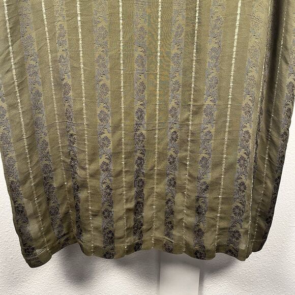 ZARA Kimono Size Medium Printed Lapel Long Open Front Patchwork Shimmer Boho - Picture 5 of 8